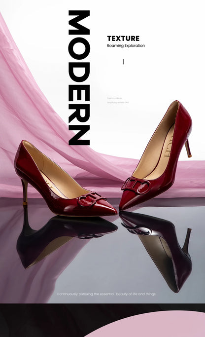Solid Colour Classic Style New Women's Single Shoes Retro Simple Exquisite Women's High-heeled Shoes