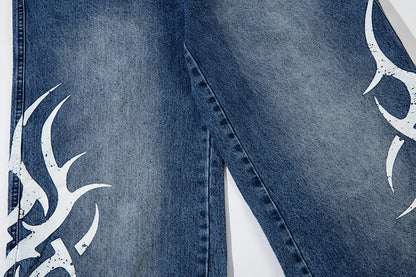 Vintage Streetwear Washed Blue Jeans Pants Mens and Womens Straight Baggy Casual Denim Trousers Oversized Loose Cargos