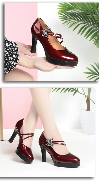 High-heeled Leather Small Leather Shoes Catwalk Shoes Ladies Dancing Bride Wedding Shoes