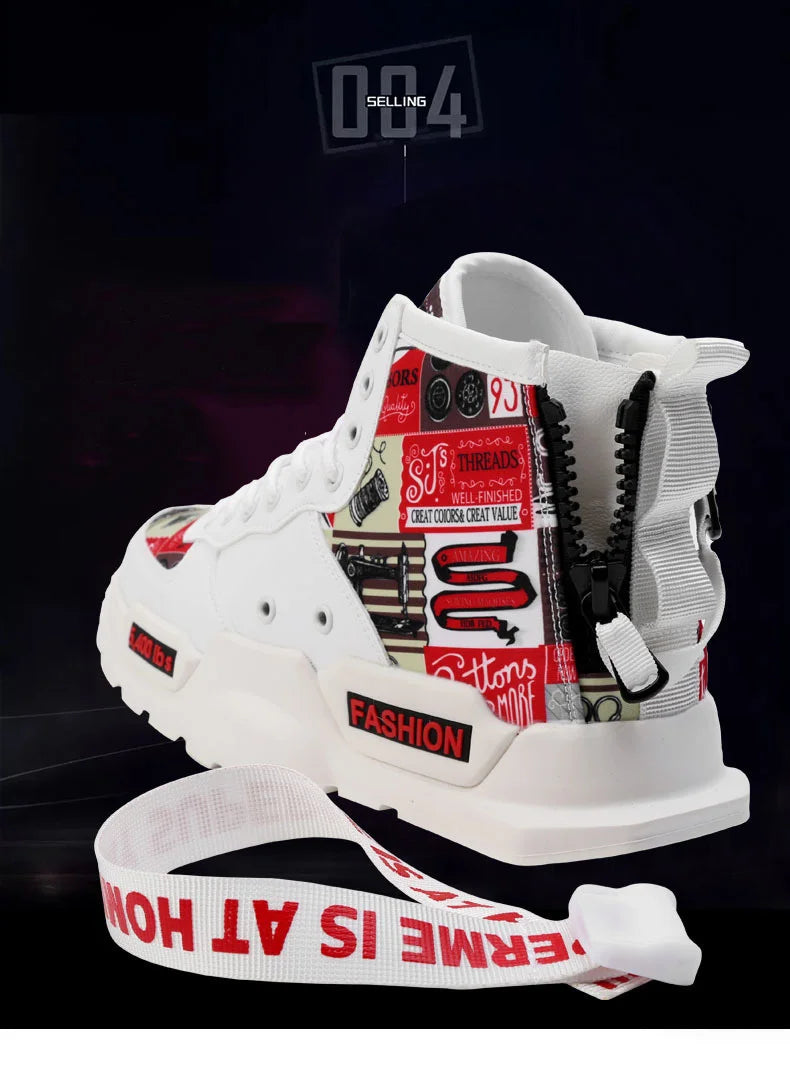 Men Shoes High Quality Sneakers Platform Breathable Lightweight Red Basket