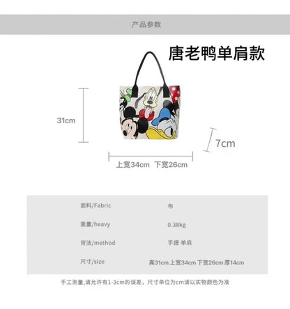 DisneyCartoon Mickey Fashion Versatile Large Capacity Canvas Shoulder Bag Women's Casual Versatile Tote Bag
