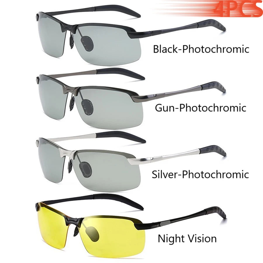 Men Photochromic Polarized Chameleon Glasses Change Color Sun Glasses Day Night Vision UV400