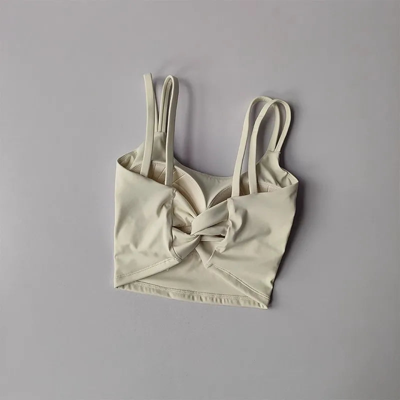 Women's Sports Bras Fitness Top, Push Up Fixed Pad, Yoga Bra, Back knotted Underwear, Running Vest, Gym Tops
