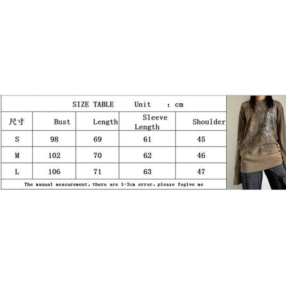 Gothic Long Sleeve Round Neck Cross Print Loose T-Shirts Streetwear Grunge Tops