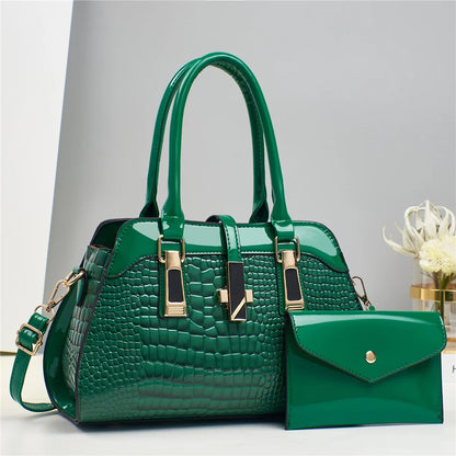 Luxury Brand Crocodile Women Tote Bag Bright Leather Women Handbag Purse