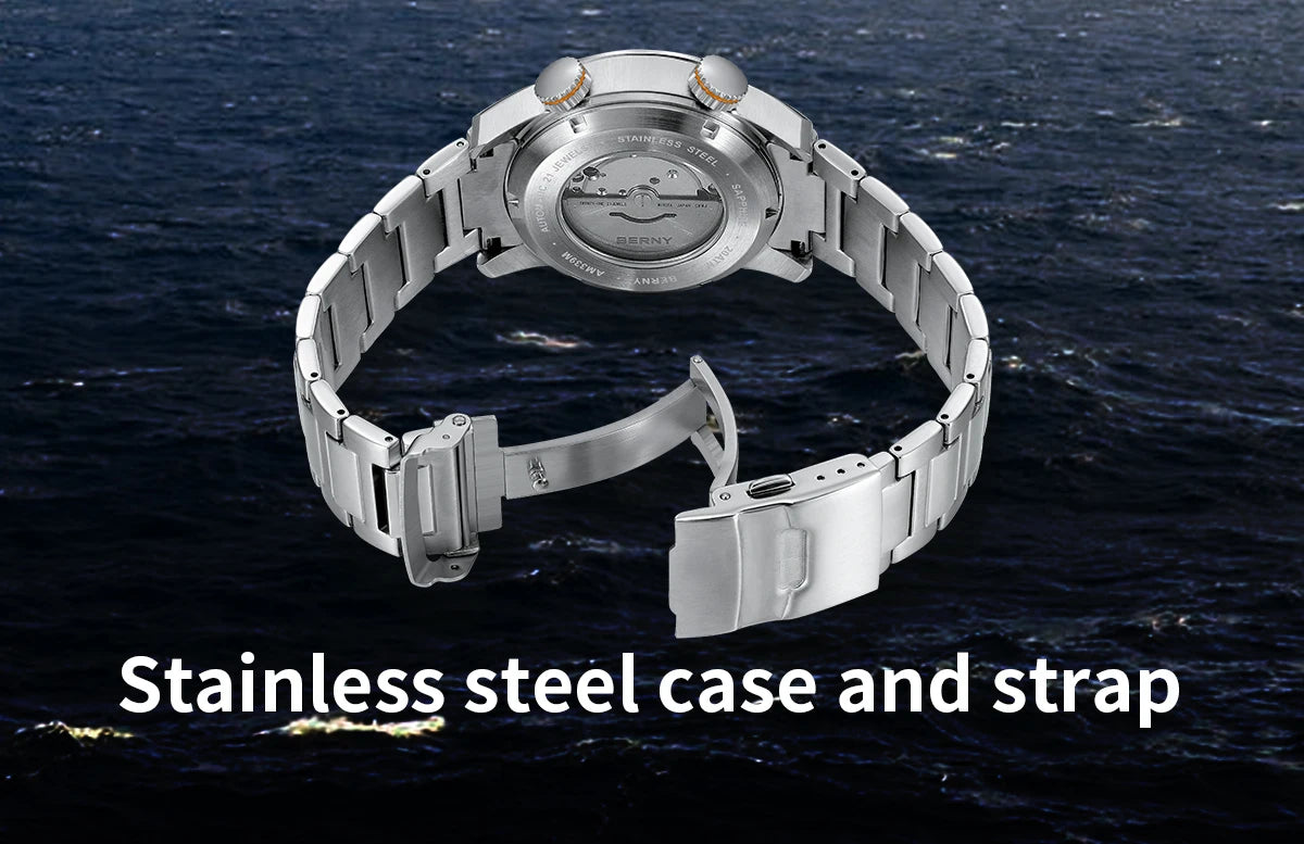 Automatic Dive Watch for Men Super Luminous Original Design 20 ATM Diver Wristwatch Sapphire