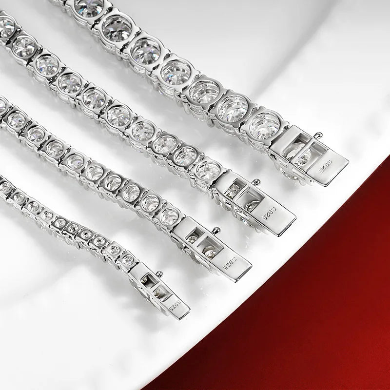 OEVAS 3MM/4MM/5MM/6.5MM Moissanite Tennis Necklace For Women Top Quality 100% 925 Sterling Silver Sparkling Party Fine Jewelry