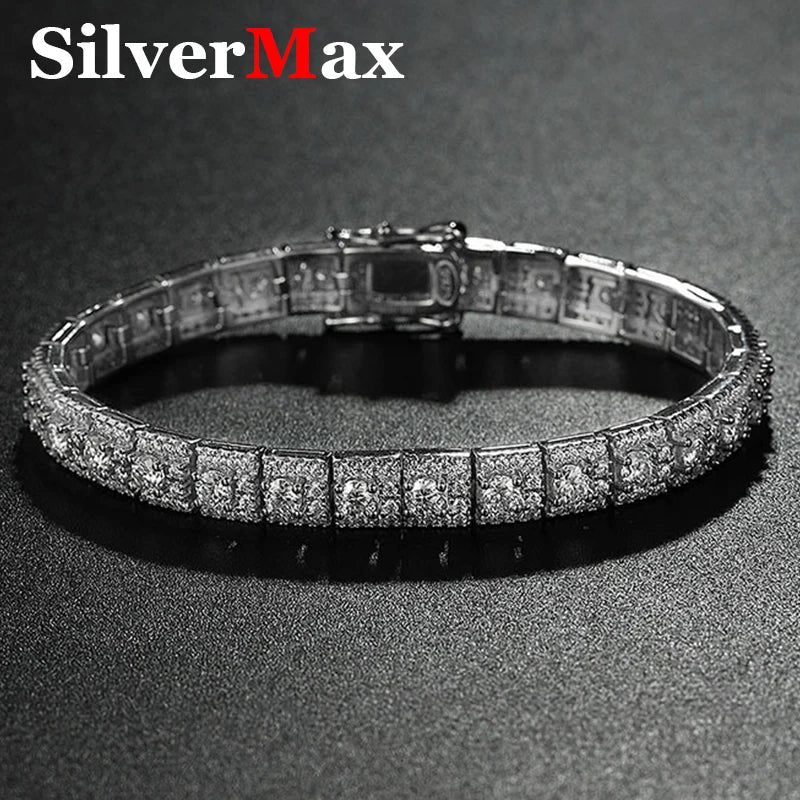 2025 New Full Moissanite Diamond Bracelets Tennis Chain For Women Engagement Wedding Original 925 Sterling Silver Jewelry Plated