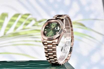 Rose Gold Luxury Automatic Watch For Men Mechanical Wristwatches Sapphire Mirror Clock Gift Man