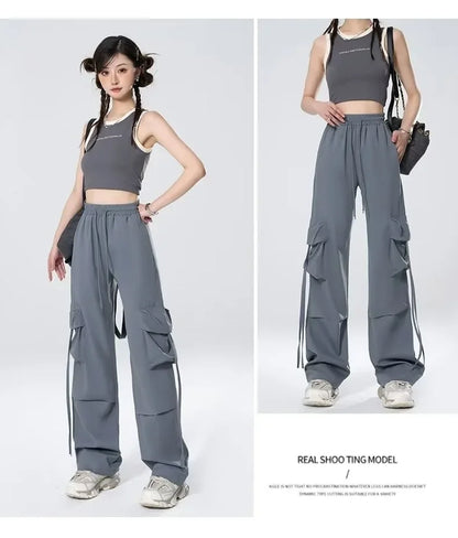 High-Waisted Cargo Pants Sweatpants Umbrella Design For Women