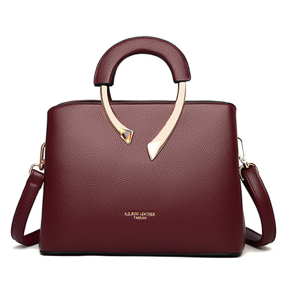 GENUINE VANDERWAH High Quality Leather Casual Tote Luxury Bags Designer Shoulder Crossbody Burgundy Gray Taro purple Burgundy-Gray-Taro purple-Blue-Black-