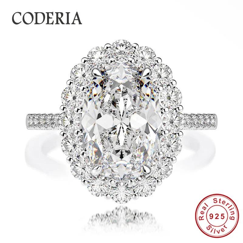 18K White Gold Plated D Color 8*12mm 4.5CT Moissanite 925 Sterling Silver Ring Women Wedding Diamond Finger Band Luxury Jewelry