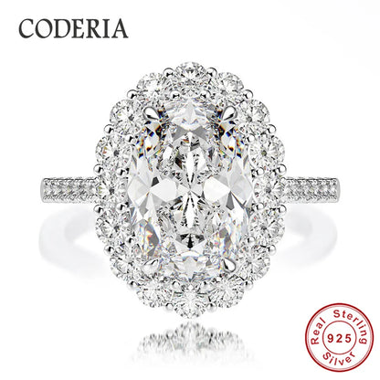 18K White Gold Plated D Color 8*12mm 4.5CT Moissanite 925 Sterling Silver Ring Women Wedding Diamond Finger Band Luxury Jewelry