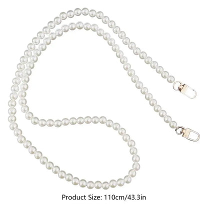 White Pearl Lanyard Necklace Pearl Chain Star Phone Case Long Shoulder Bag Strap