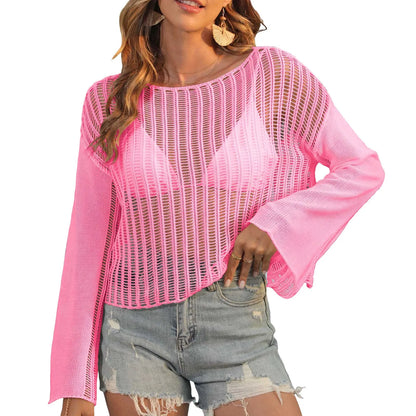 Womens Beach Blouse Lace Strap Long Cardigan Beach