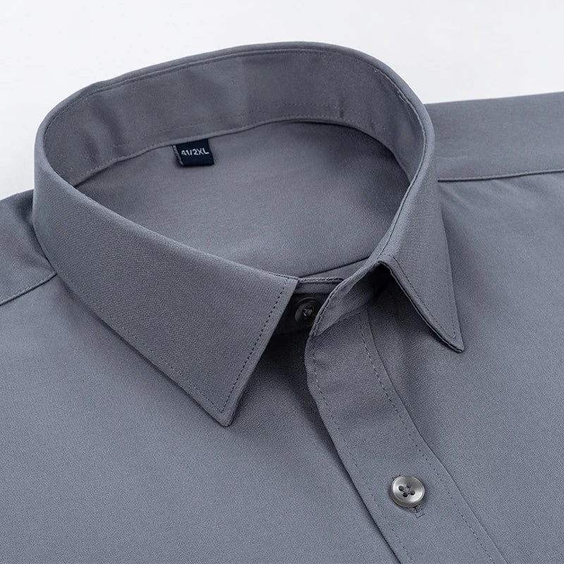 Men's Solid Color Business Shirt Formal Fashion Thin Classic Basic Long Sleeve