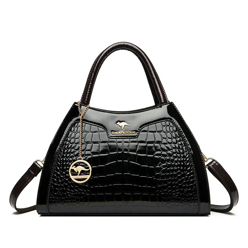 Luxury Patent Leather Handbags for Women Designer Crocodile Pattern Women's Shoulder Crossbody