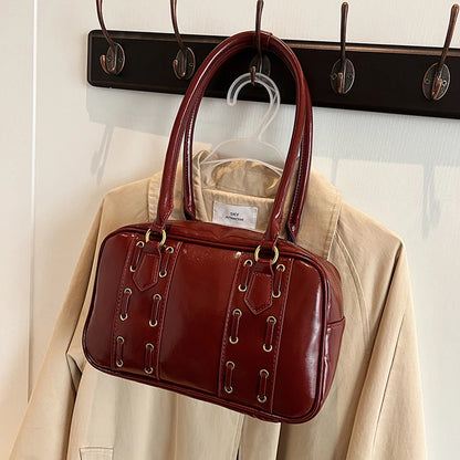 Shoulder Bags for Women PU Leather Female Boston Tote Bag Solid Color Handbags Purse Shoulder Purse Commute Tote Bag