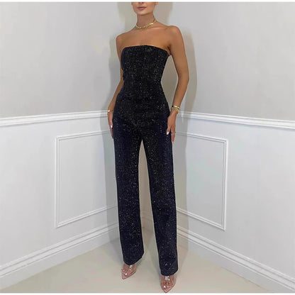 Diamond Vest Jeans Set For Women Sleveless Tube Tops High Waist Pocket Denim