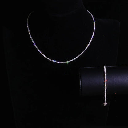 925 VVS Pass Diamond Tester Sterling Silver 2mm Moissanite Tennis Chain Necklace Women Engagement Jewelry High Quality