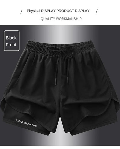 Sports Three Piece Pants Anti glare Double layered Sports Shorts for Men and Women