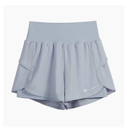DRUR Yoga Short Woman Jogging Fitness Elastic Waist 2 In 1 Workout Shorts With Pockets