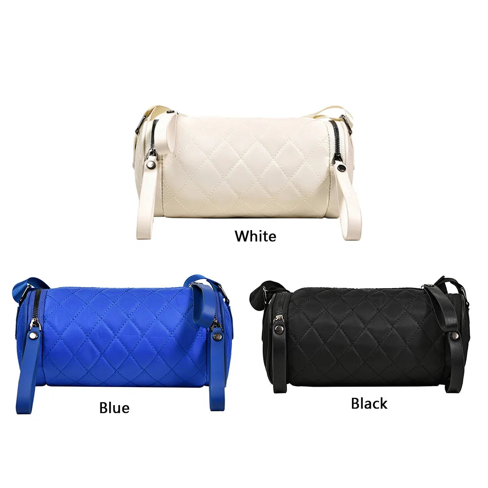 Women Diamond Lattice Leather Cylinder Pillow Bag Crossbody Handbag Casual Bags Underarm Bags for Small Purse - Fashionqueene.com