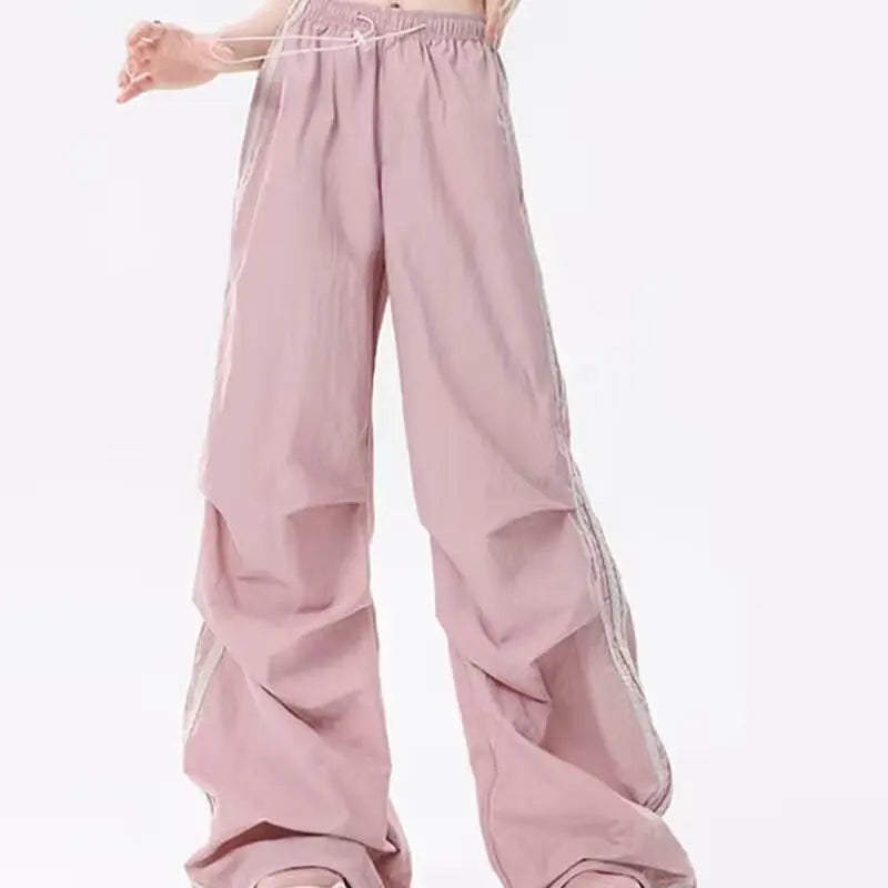 Women Blue Striped Pants Baggy Harajuku Sweatpants Aesthetic Oversize Parachute Pants Y2k 2000s Vintage Fashion Trousers Clothes