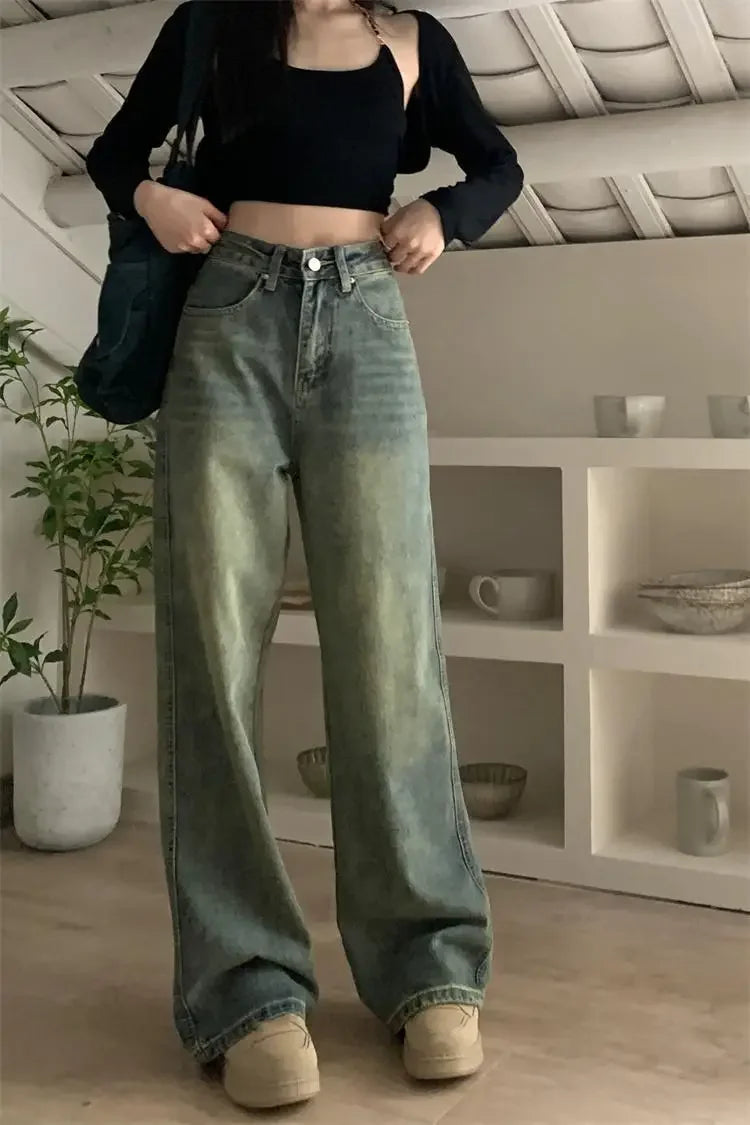High-waisted Slimming Jeans Casual Bell Bottoms Straight-leg Long Pants For Women