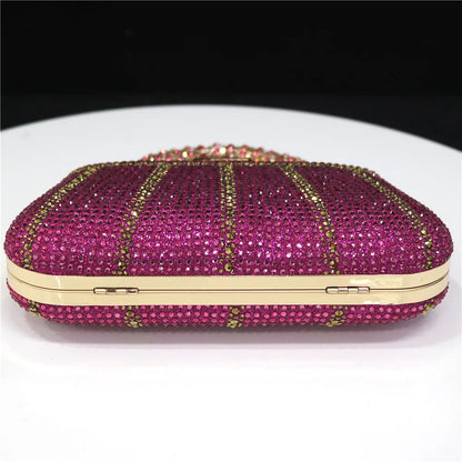 Exquisite Evening Bag With Diamond Design Fashion Handle Clutch Rhinestone Embellished Long Chain Bag