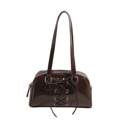 Shoulder Bag for Women Solid Color Boston Tote Bag PU Leather Bowling Handbag Hobo Bag for Work Travel