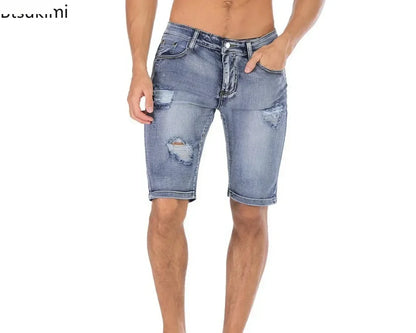 Men's Jeans Trend Denim Shorts Stretch Slim Hip Hop Classic