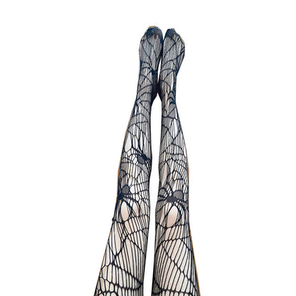 Goth Fishnet Pantyhose Spider Web Patterned Hollow Out Mesh Tights