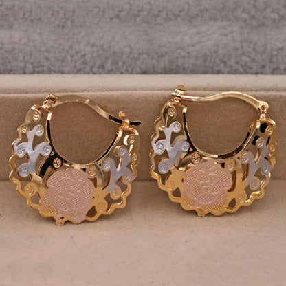 Gold Color Hollow Out Hoop Earrings For Women