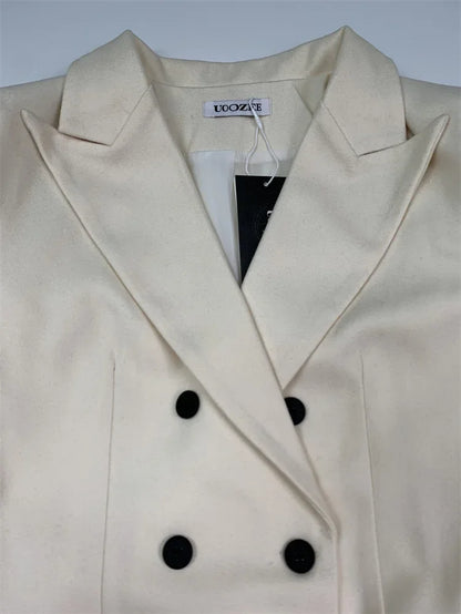 Warm Woolen Coats Long Sleeves Tied Waist Notched Collar Elegant Outerwear