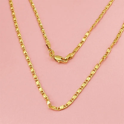 Luxury 24K 9999 Pure Gold real gold Men's and women's 2mm flat chain chain length 40cm 45cm 50cm 55cm 60cm 65cm 70cm 75cm