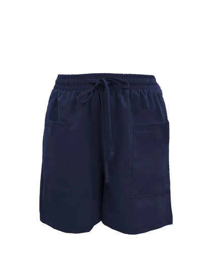 Summer New Women's Solid Color Pocket Loose High Waist Casual Fashion Quarter Shorts