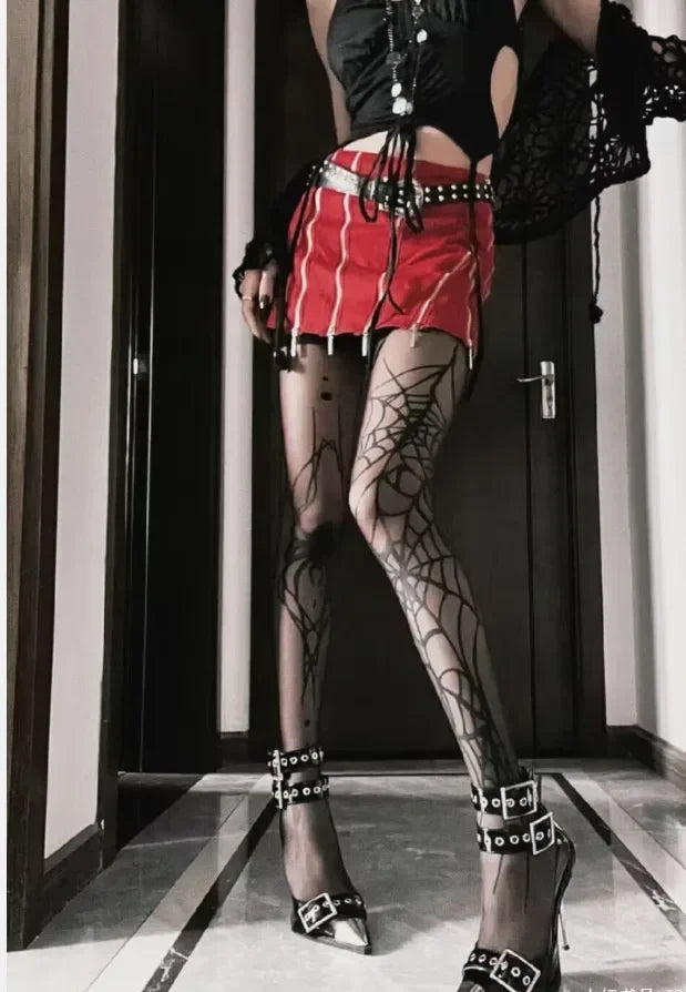 Gothic Vintage Dark Fishnet Tights Stocking Women Emo Spider Web Witch Pantyhose 02 01 02-01-