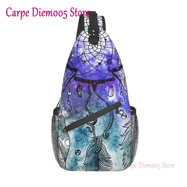Sling Bag Watercolor Boho Dreamcatcher Daypack Crossbody Shoulder Backpack