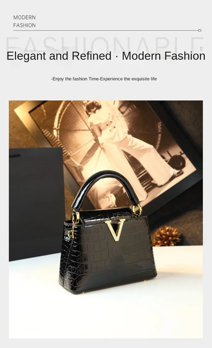 Crocodile Pattern Leather Handbag Luxury Fashion Small Shoulder Messenger Bag Portable Crossbody Shell Bags