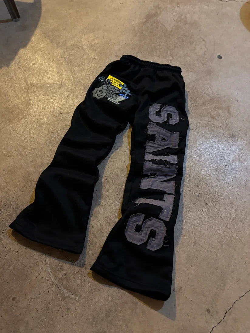 West Coast Trendy Stitching Seam Cloth Dopamine Element Daily Casual Pants Men's Loose Comfort Sports Pants Couple Clothes