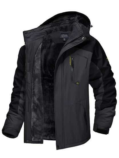 Fleece Lining Mountain Jacket Mens Hiking Outdoor Removable Hooded Coats Ski Snowboard Parka Winter Outwear