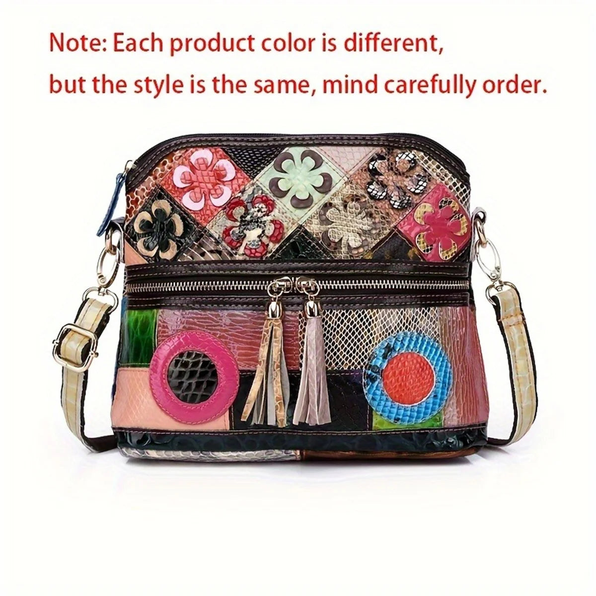 Casual Multi Color Messenger Bag Snake Pattern Women's Colorful Flowers