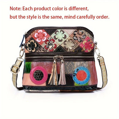 Casual Multi Color Messenger Bag Snake Pattern Women's Colorful Flowers