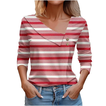 T Shirt For Women Fashion Long Sleeve Top White Floral Print Shirt