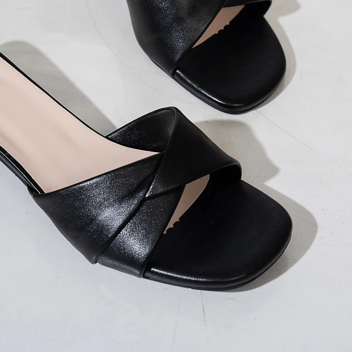 Fashion Open Toe Solid Color Surface Versatile Candy Color Square Heel Slippers Women's Sandals