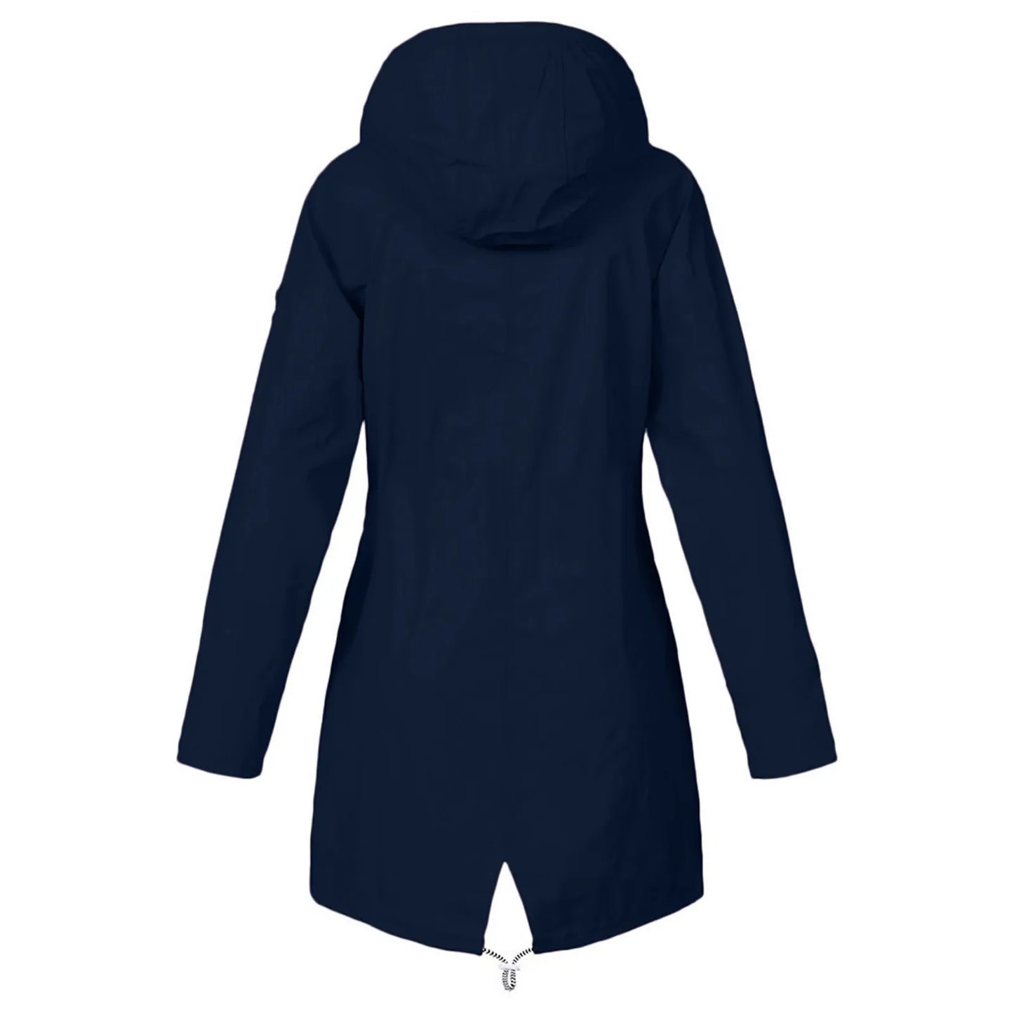 Hooded Lightweight Long Sleeve Windbreaker Zip Up Drawstring Windproof Raincoat Plus Size Long Coat Outdoor