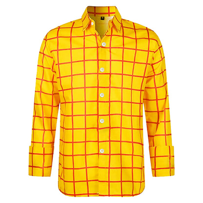 Men's Plaid Shirts Casual Print Long Sleeve Turn Down Collar Single Breasted