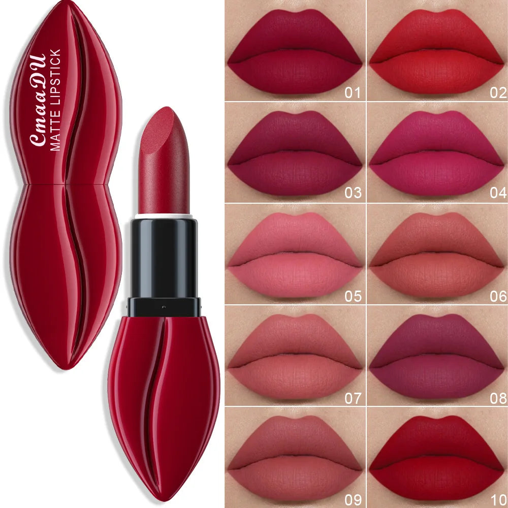 10 Colors Long-Lasting Matte Lipstick Lip Stick with Rich Velvet Color and Waterproof Formula