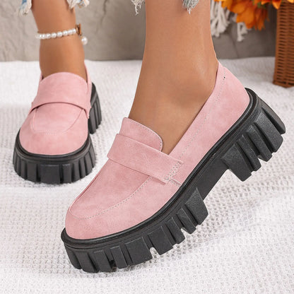 Thick Sole Step On Round Toe Casual Comfortable Slip On Platform Sneakers